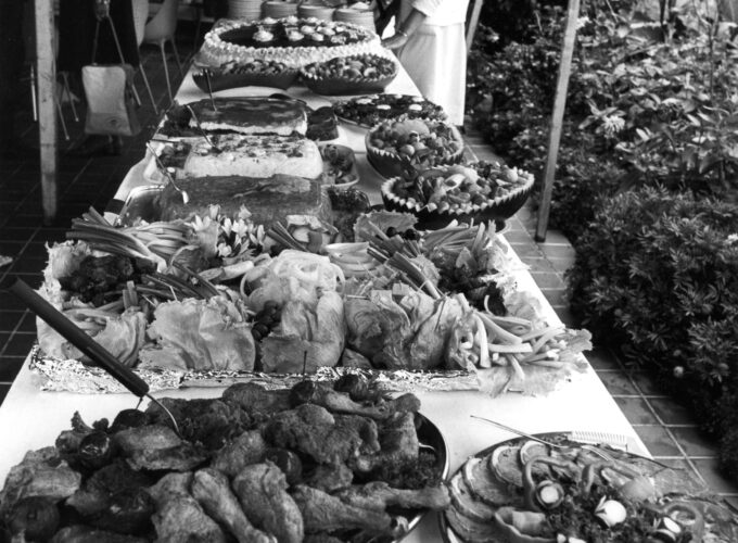 Spread of food at Miss P.N.E. Welcome Banquet, 1968. Reference code: AM281-S8-: CVA 180-4724