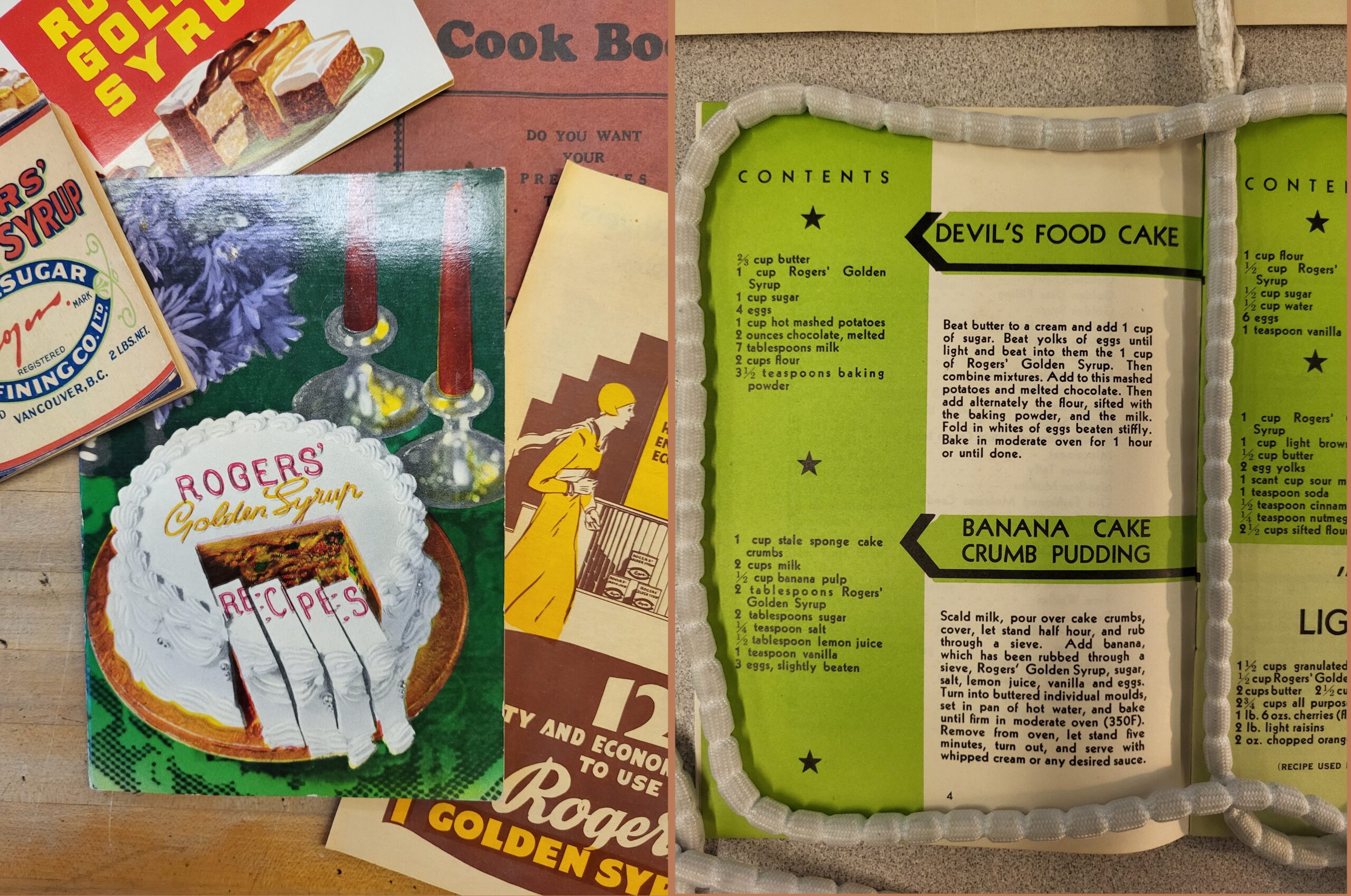 Cover and cake instructions from Roger’s Golden Syrup Recipes, 1920-1960. Reference code: AM1592-1-S1-F19. Photo by Christine Tutt