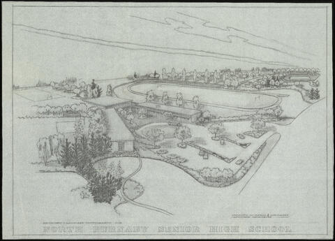 Proposed landscape development for North Burnaby Senior High School expansion, 1959. Reference Code: AM1194-S7-F0397 : 1993-060.1857