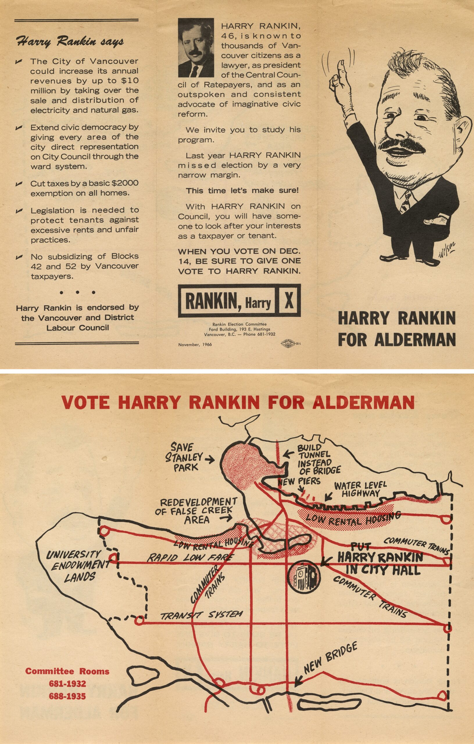 Sides of a 1966 campaign brochure. Reference code: AM1691-S4-F02