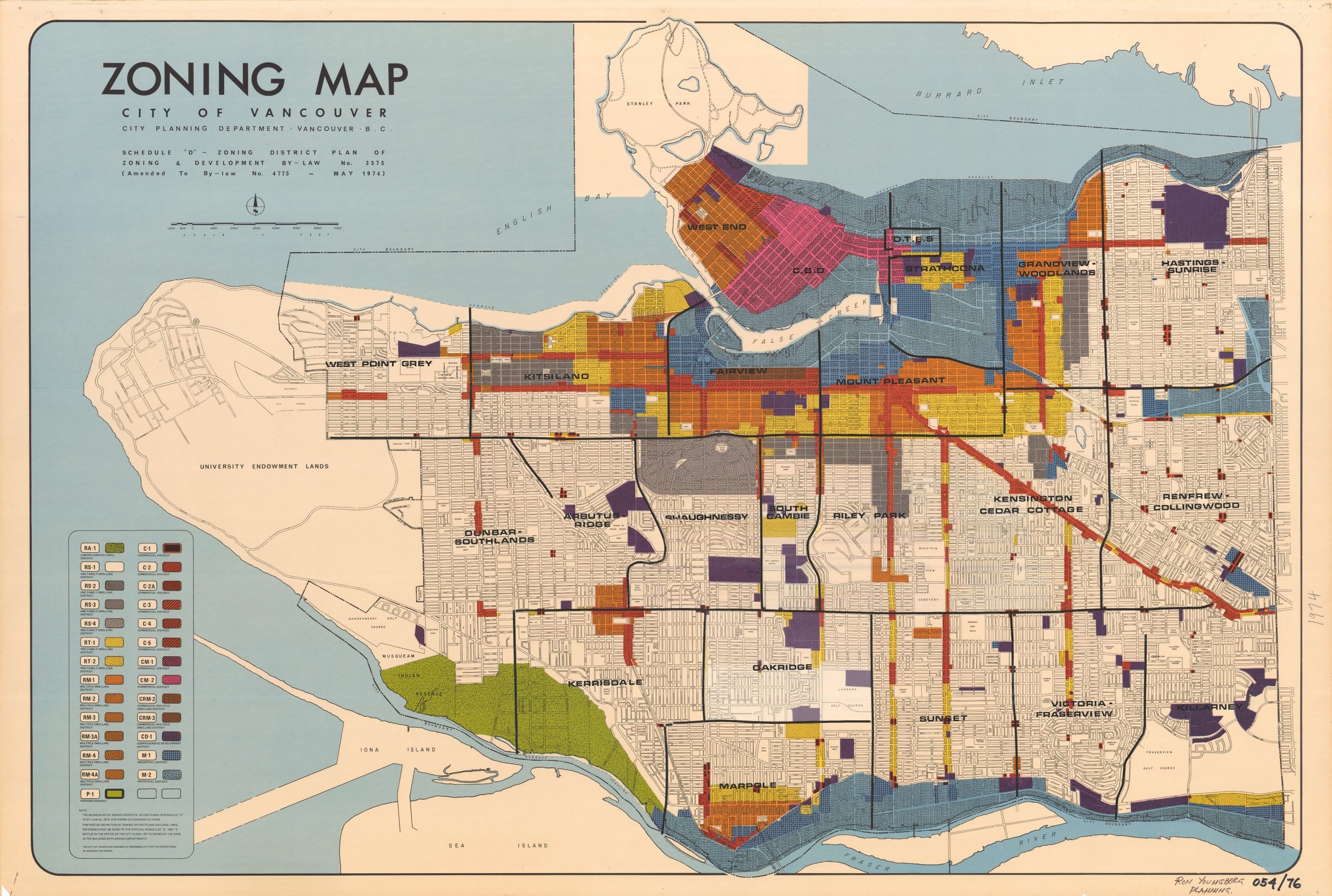Zoning map from 1974. Reference code: PUB-: PD 2100.4