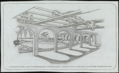 Gardens for the Fontainbleau Apartments (north side of building), between 1964 and 1966. Reference Code: AM1195-S7-F0538 : 1993-060.2774